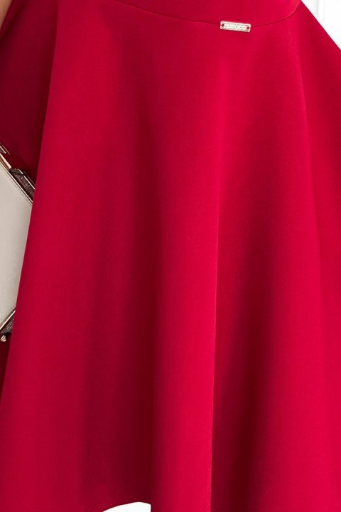 397-1 Elegancka sukienka z dłuższym tyłem - CZERWONA Z BROKATEM 397-1 Elegancka sukienka z dłuższym tyłem - CZERWONA Z BROKATEM